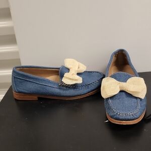 G.H. Bass & Co. Blue Loafers with Cream Bow